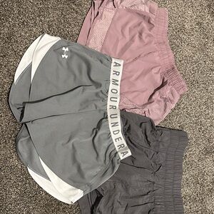 Under Armour Gray Athletic Shorts with Mauve and Charcoal Casual Pair